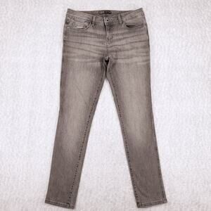 Zara Basic Z1975 Denim Jeans Womens 8 Gray Stretch Skinny Straight Faded Y2K